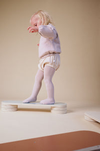 Rutschfeste Krabbelstrumpfhose mit Grip für Babys und Kleinkinder aus Bambus - Elfenbein-Glitzer